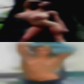 Naked man naked woman wrestling