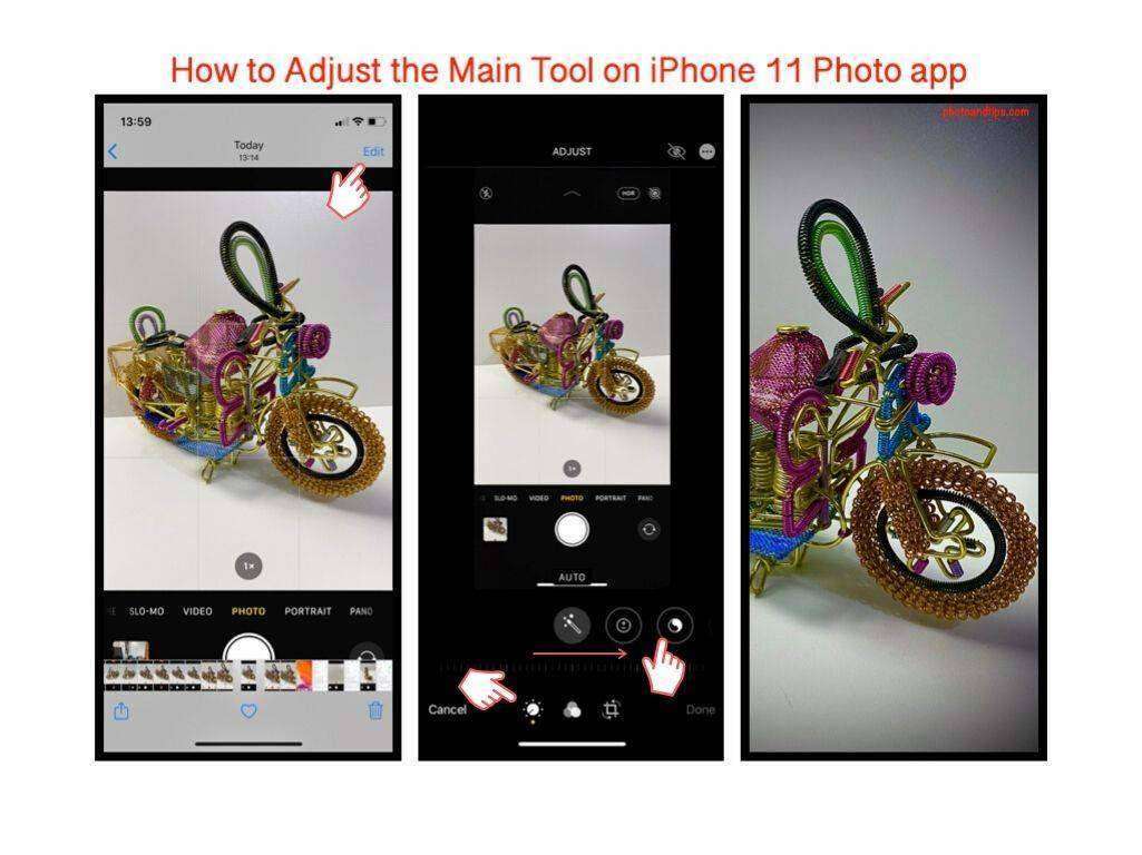 How to Adjust the Main Tool on iPhone 11 Photo app
