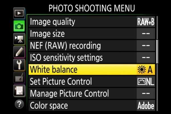 White Balance in Camera Settings